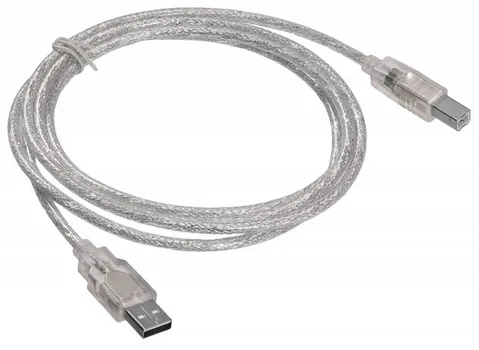 Кабель USB(Am)-USB(Bm), экранированный, 1.8 м, прозрачный, Buro (USB2.0-AM/BM-TRANS)