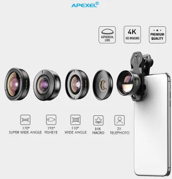 Комплект объективов Apexel 5-in-1 HB5 для смартфона APL-HB5
