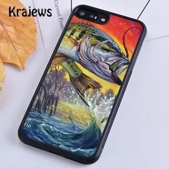 Krajews Fishing Lake Sunset rubber Phone Case For iPhone 14 5 SE 6s 7 8 plus X XR XS 11 12 13 pro max Samsung S21 S22 ultra iPhone 6plus
