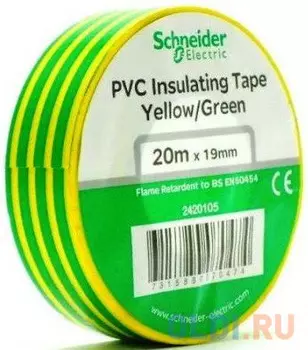 Изолента SCHNEIDER ELECTRIC 469213 пвх 19мм рул.20м жел./зел.