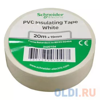 Изолента SCHNEIDER ELECTRIC 469214 пвх 19мм рул.20м бел.