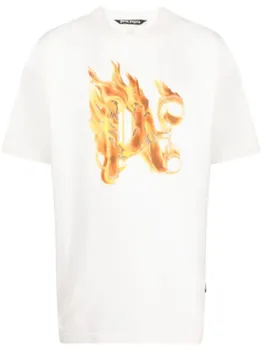 Palm Angels футболка Burning с монограммой, белый