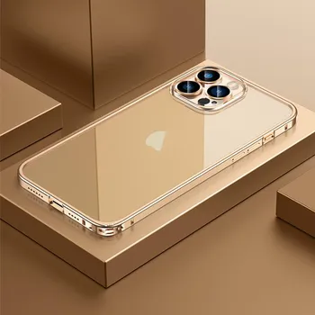 Магнитный чехол для iPhone 11 12 13 14 Pro Max, прозрачная задняя крышка Magsafe для iPhone 13 Pro Max 12, металлический каркас, бампер, линза для телефона, стекло For iPhone 12