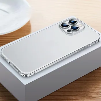 Магнитный чехол для телефона из авиационного алюминиевого сплава для iPhone 14 13 12 Pro Max с металлическим каркасом, матовый полупрозрачный чехол с пряжкой бегемота For iPhone 12 чёрный