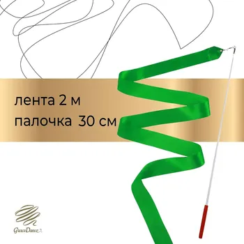 Лента для художественной гимнастики с палочкой grace dance, 2 м, цвет зеленый