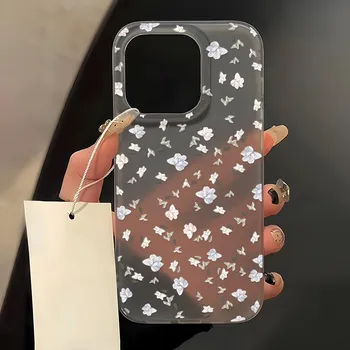 Чехлы для мобильных телефонов iPhone 11 13 15 Pro Max 12 14 Pro Max Чехол для iPhone 16 15 Plus 13 Pro 12 Mini 13 Mini Матовая текстура Нарисованные мультяшные цветы iPhone 11 белый