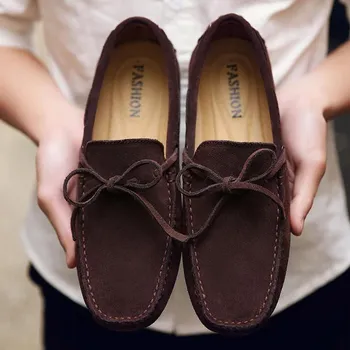 FashionSize 48 49 Мужские мокасины Мягкие мокасины Летняя обувь Мужская высококачественная роскошная мужская обувь Повседневная замшевая натуральная кожа Водительские туфли на плоской подошве 38 чёрный