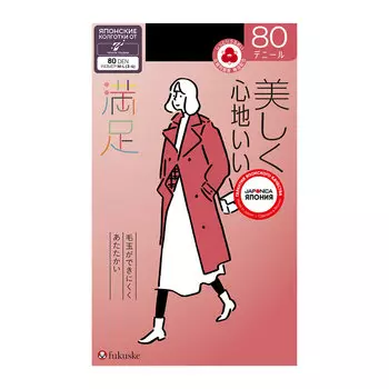 FUKUSKE MANZOKU Колготки черные 80 DEN,«с увлажняющим эффектом», размер M-L (3-4)