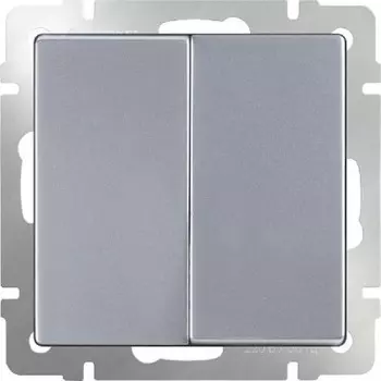 Выключатель двухклавишный проходной (серебряный) WL06-SW-2G-2W Werkel