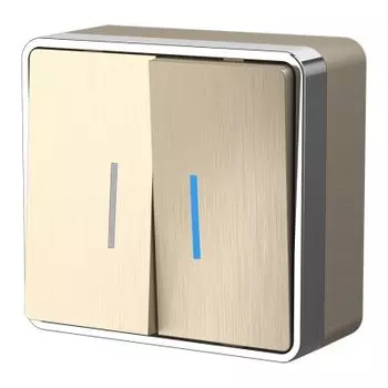 Выключатель двухклавишный с подсветкой Gallant (шампань рифленый) Werkel W5020110
