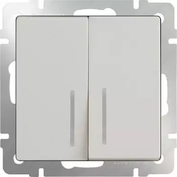Выключатель двухклавишный с подсветкой (слоновая кость) WL03-SW-2G-LED-ivory Werkel
