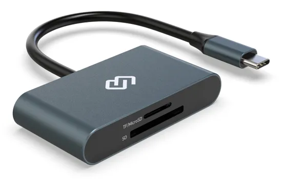 Картридер внешний DIGMA CR-С2501-G, SD/microSD, USB Type-C, серый (1400304)