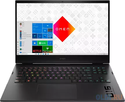 Ноутбук HP Omen 16-b0035ur Core i5 11400H 16Gb SSD1Tb NVIDIA GeForce RTX 3060 6Gb 16.1" IPS FHD (1920x1080) Free DOS 3.0 black WiFi BT Cam