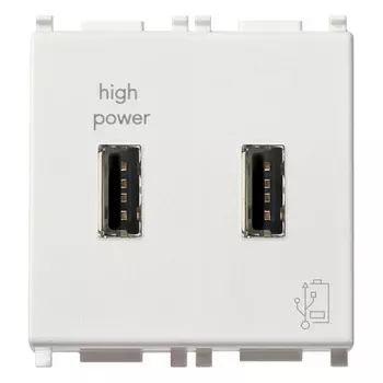 14295 5V 2,1A Блок питания USB 2M белый Plana белый Vimar