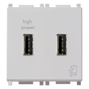 14295.SL 5V 2,1A Блок питания USB 2M Silver Plana Vimar