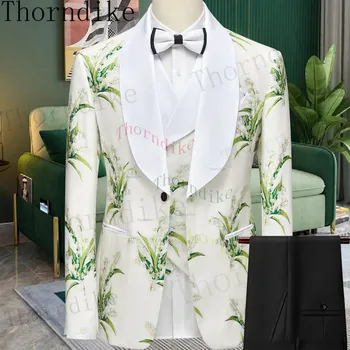 Thorndike Костюм Жилет Брюки Комплект из 3 предметов / Новый модный мужской повседневный бутик Деловые свадебные костюмы Блейзеры Куртка Пальто Брюки