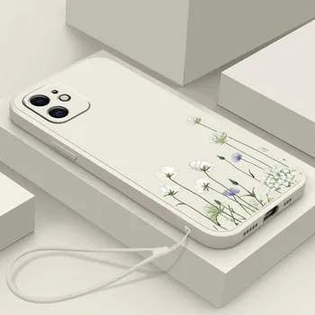 N93 Пион с ремешком Силиконовые чехлы для телефонов с прямым краем для Xiaomi Poco X5 F6 Redmi Note 13 Pro 12C Realme C55 Противоударный чехол Huawei Xiaomi 10T Pro/10T