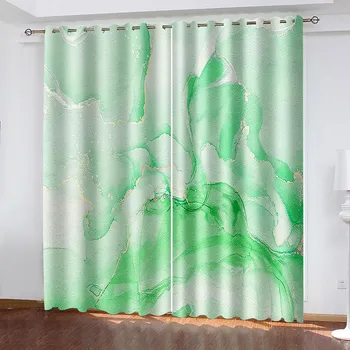2 шт. Nordic Golden Marble Digital Printed занавеска для гостиной шторы с люверсами для верхней части штор для гостиной офиса украшения дома 100W130H(CM)40x51in&Grommet Top