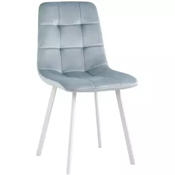 Стул Stool Group Chilly велюр серо-голубой ножки белые УТ000034741