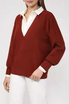 Хлопковый пуловер с V-вырезом Esprit Casual
