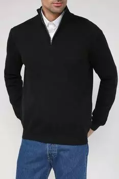 Хлопковый пуловер с воротником на молнии Casual Friday