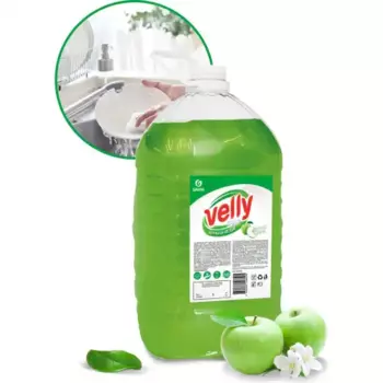 средство для мытья посуды 'Velly light'! зеленое яблоко 5кг\ 125469 GRASS