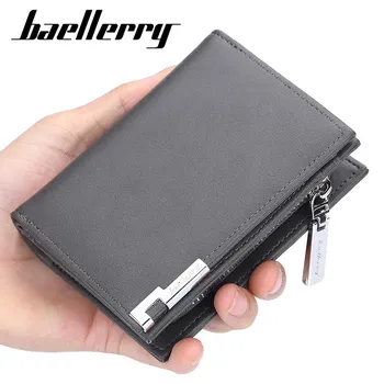 Мужской кошелек Baellerry, модный брендовый дизайн, кошелек из искусственной кожи 12cm*9cm*3.5cm чёрный