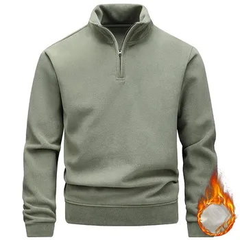 Men s New Solid Color Thickened Men s Stand-up Collar Half Zipper Slim-fit Knitted Sweater Men s Top L красный