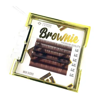 Коричневые ресницы для наращивания, изгиб d, 11 мм, 1 упаковка. Looksus Lashes Brownie 0,07 medium brown