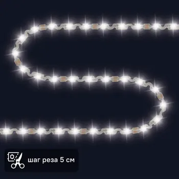 Светодиодная лента для подсветки труднодоступных мест SMD 2835 60 диод/4.8 Вт/м 12 В 6 мм IP20 5 м нейтральный белый свет