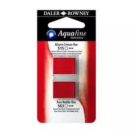 Акварель Daler-Rowney "AQUAFINE" в кюветах, 2 шт, ализариновый кармазин/крапплак розовый