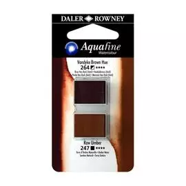 Акварель Daler-Rowney "AQUAFINE" в кюветах, 2 шт, коричневый/натуральная умбра