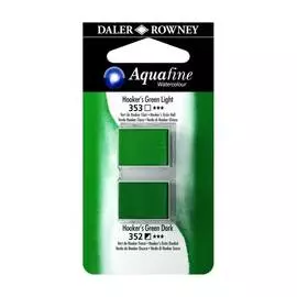 Акварель Daler-Rowney "AQUAFINE" в кюветах, 2 шт, светло-зелёный/ темно-зелёный
