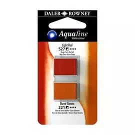 Акварель Daler-Rowney "AQUAFINE" в кюветах, 2 шт, светлый красный/жжёна сиена