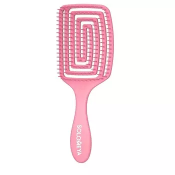 SOLOMEYA Расческа для сухих и влажных волос с ароматом клубники MZ / Wet Detangler Brush Paddle Strawberry