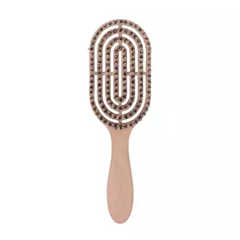 SOLOMEYA Расческа массажная для волос с натуральной щетиной, бежевая / Hair Brush with natural boar bristle Beige