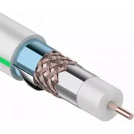Кабель Rexant 01-2241 RG-6U+Cu (75 Ом), Cu/Al/Cu/Al 90% две фольги, бухта 100м, белый
