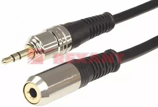 Кабель Rexant 17-4026 3.5 Stereo Plug - 3.5 Stereo Jack, 5м (GOLD), металл