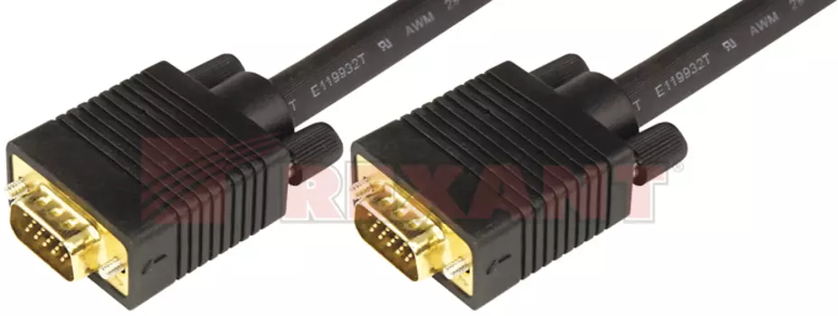 Кабель Rexant 17-5505 VGA plug - VGA plug 3м, gold, с ферритами