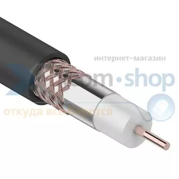 Кабель Rexant RG-6U+CU, (64%), 75 Ом, 305м., черный (OUTDOOR) 01-2232