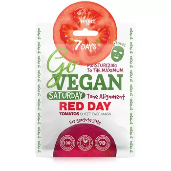 7 Days Тканевая tomato маска для лица Saturday Red Day, 25 г (7 Days, Go Vegan)