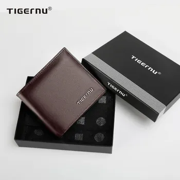 Tigernu Высокое качество кошельки мужские тонкие кошелек для денег мужской визитница для мужчин модный кожаный кошелек короткий кошелек сумка для карт чёрный