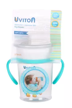 Поильник-непроливайка Uviton с ручками 360 бирюзовый, 270 мл