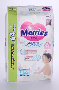Подгузники Merries детские р L (9-14 кг), 64 шт