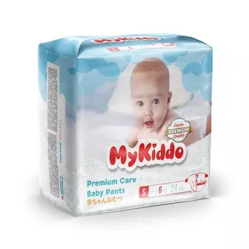 Подгузники MyKiddo Premium на липучках д/детей S (0-6 кг), 24 шт