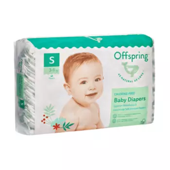 Подгузники Offspring S (3-6 кг), 48 шт, Листочки