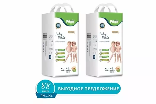 Подгузники-трусики детские Пикул Премиум XL (15-25кг), 88 шт, (44 х2)