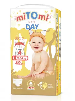 Подгузники-трусики miTOmi Day размер L 9-14 кг, 42 шт