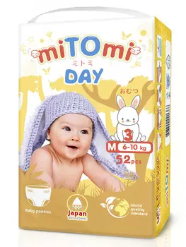 Подгузники-трусики miTOmi Day размер M 6-10 кг, 52 шт