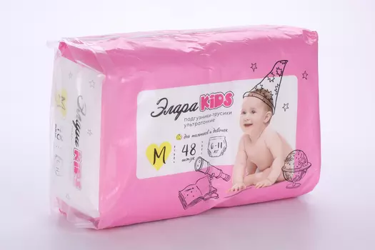 Подгузники-трусики ультратонкие Элара Kids дет р M (6-11 кг), 48 шт, (88248)